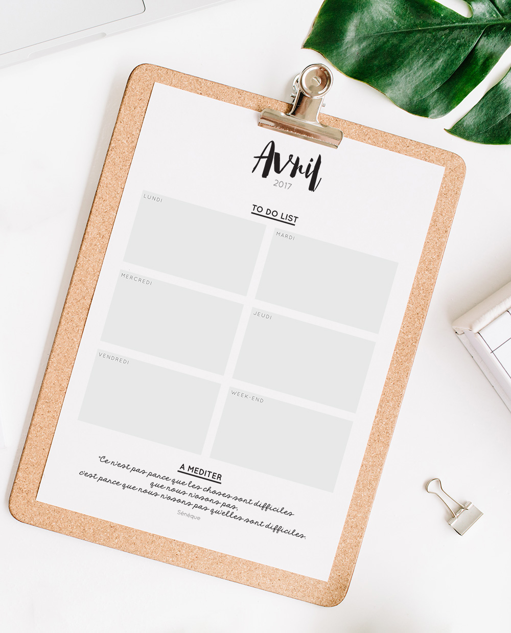 Printable : calendrier & to do list d’avril 2017