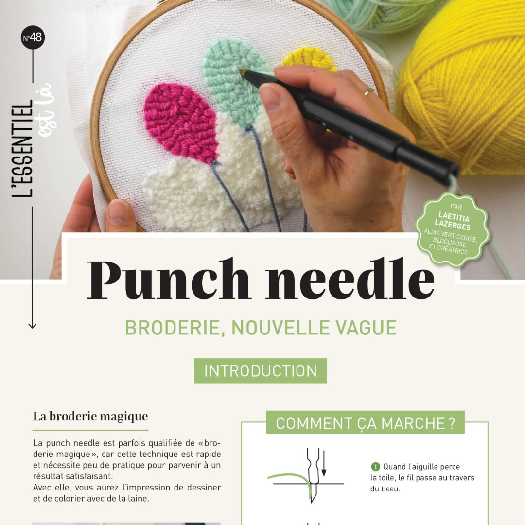 Fiche Punch needle, broderie nouvelle vague de l'essentiel est là