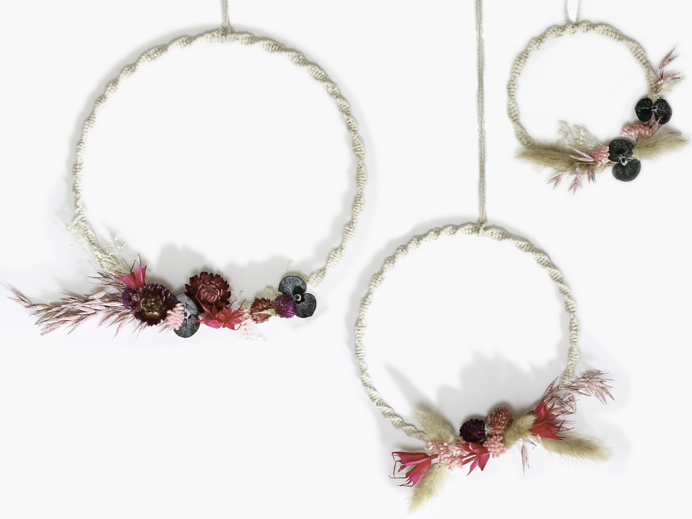 Tuto : Couronne déco macramé et fleurs séchées