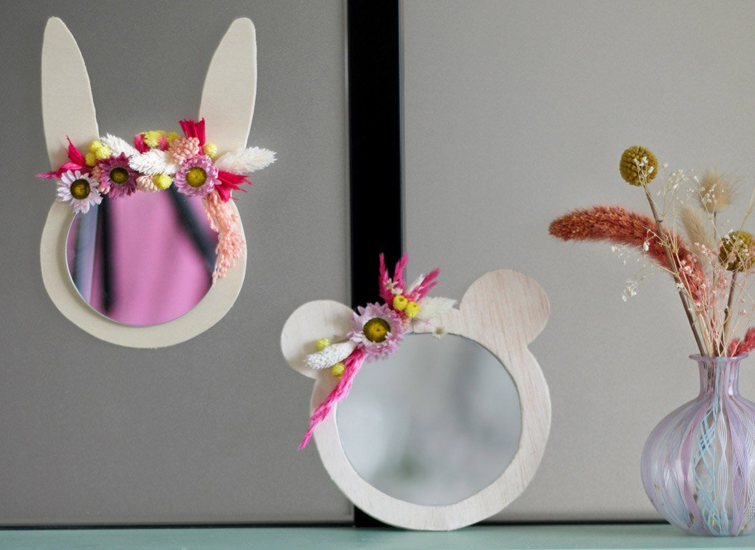 Miroir DIY pour enfant en forme d'animaux lapin ou ours